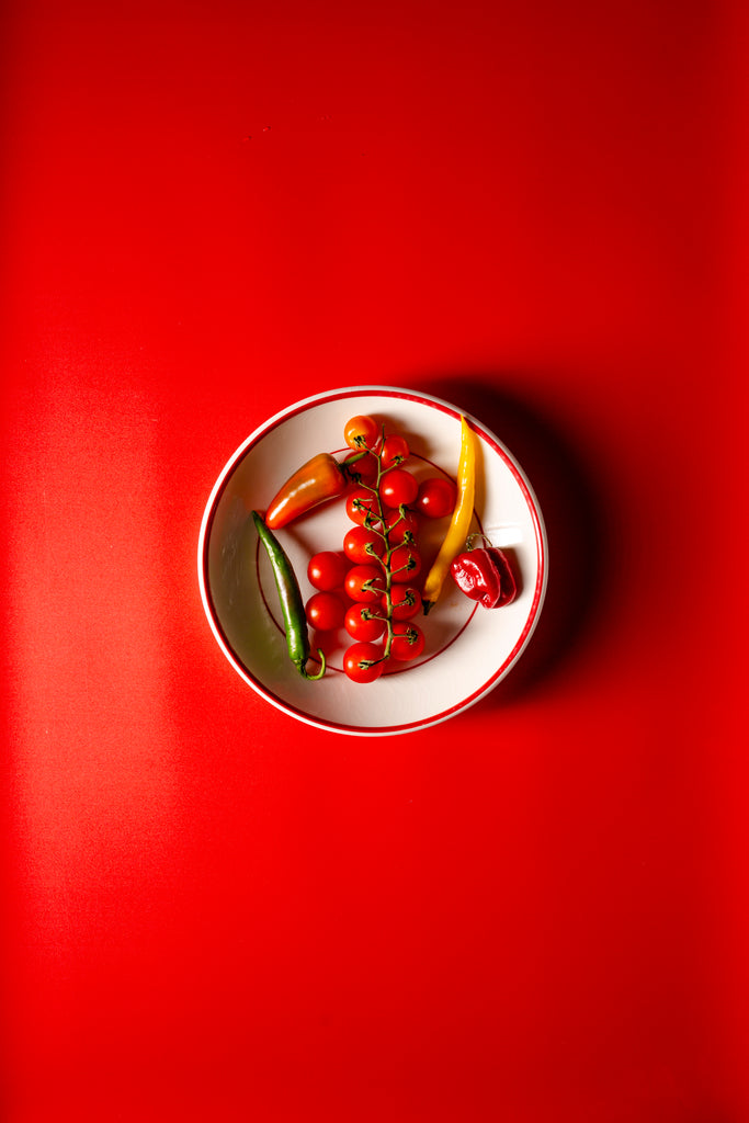 Red vinyl backdrop for food and product photography